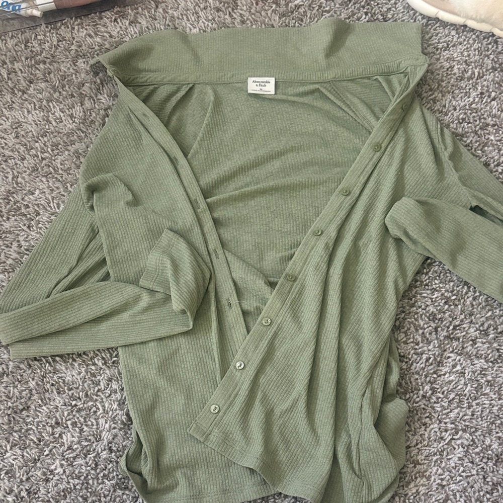 Abercrombie Green Ribbed Cardigan